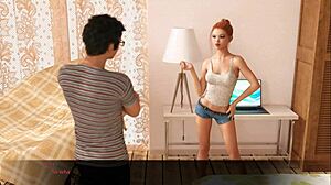 HD pornó videó, ahol egy mellekkel teli vörös hajú nőt ostoroznak és rájuk élveznek