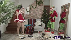 Santa's helper gets pounded in cowgirl position