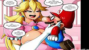 Princezná Peachs sa mení na kurvu hladnú po kohútoch v Super Mario Princess Peach časť 3