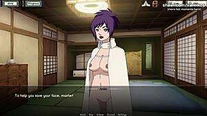 La giovane prosperosa Anko Mitarashi impara abilità sensuali dal suo maestro nel gioco Hentai di Naruto