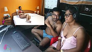 デシ妻がホテルの部屋でベンガル語の音声付きのインドのポルノでファックされる